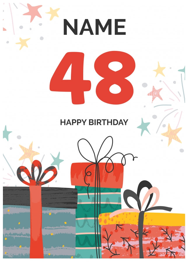 Happy 48th Birthday Card - Fun Presents Design