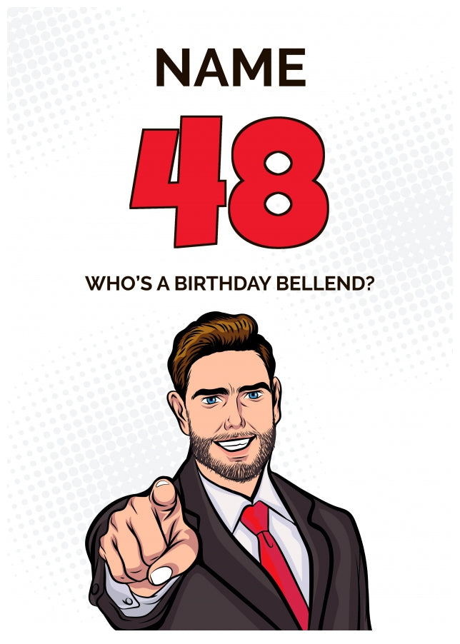 Happy 48th Birthday Card - Who's a Birthday Bellend!