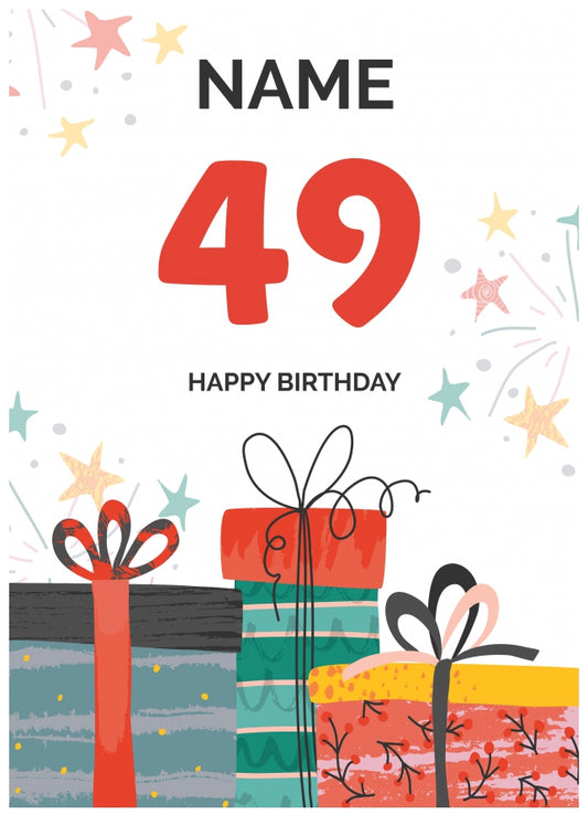 Happy 49th Birthday Card - Fun Presents Design