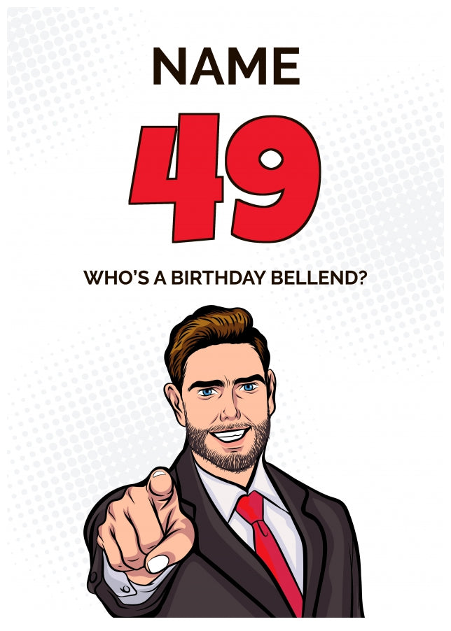 Happy 49th Birthday Card - Who's a Birthday Bellend!