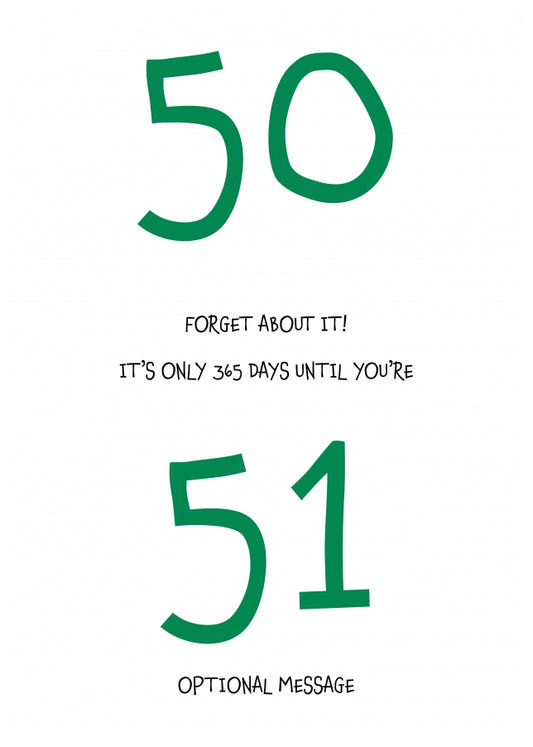 Happy 50th Birthday Card - Forget about it!