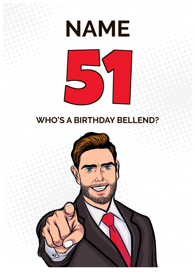 Happy 51st Birthday Card - Who's a Birthday Bellend!