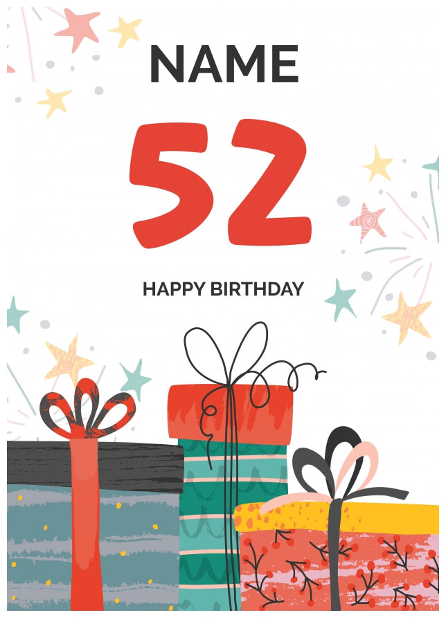 Happy 52nd Birthday Card - Fun Presents Design