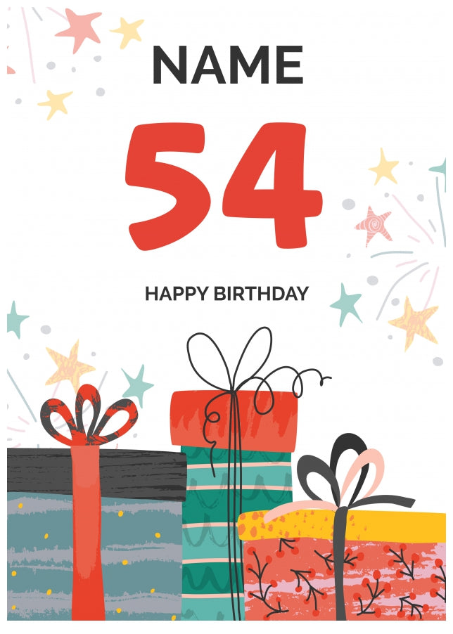 Happy 54th Birthday Card - Fun Presents Design