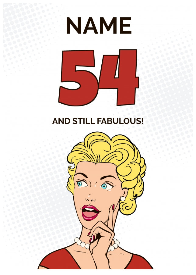 Happy 54th Birthday Card - 54 and Still Fabulous!