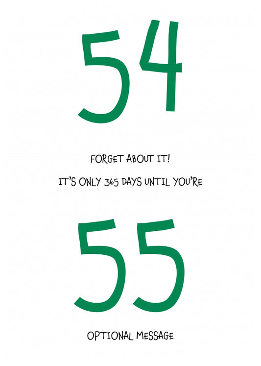 Happy 54th Birthday Card - Forget about it!