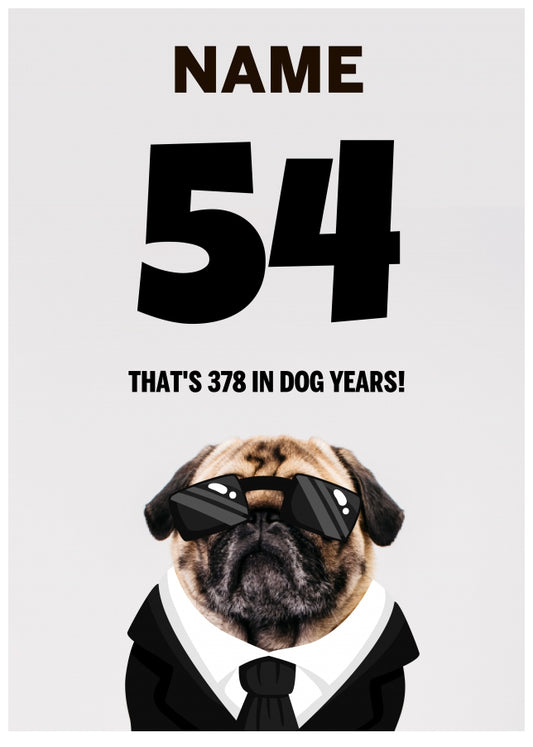 Happy 54th Birthday Card - 54 is 378 in Dog Years!