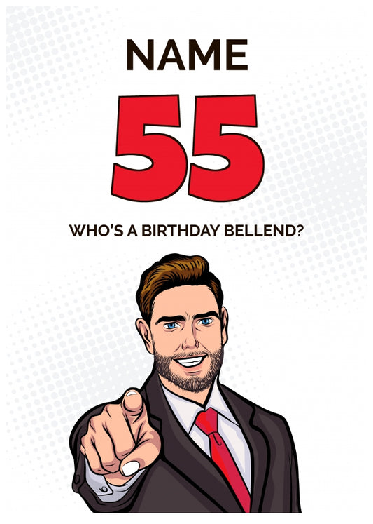 Happy 55th Birthday Card - Who's a Birthday Bellend!