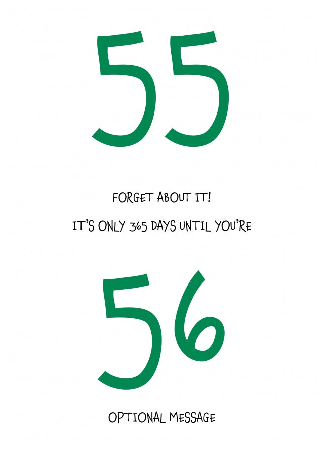 Happy 55th Birthday Card - Forget about it!