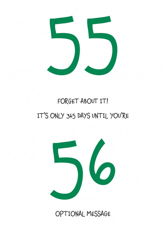 Happy 55th Birthday Card - Forget about it!