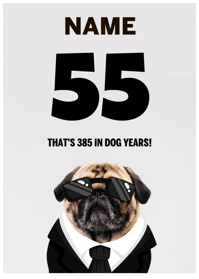 Happy 55th Birthday Card - 55 is 385 in Dog Years!