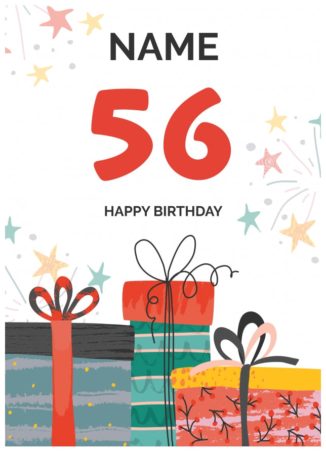 Happy 56th Birthday Card - Fun Presents Design