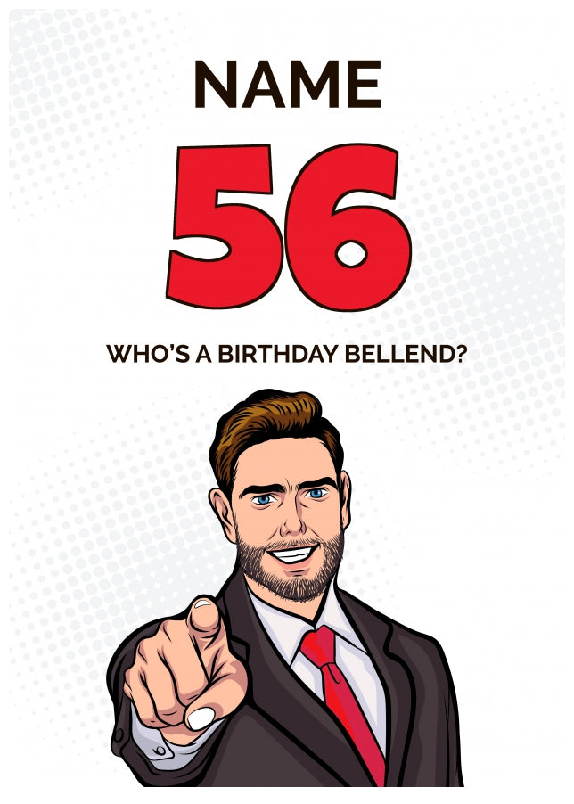 Happy 56th Birthday Card - Who's a Birthday Bellend!