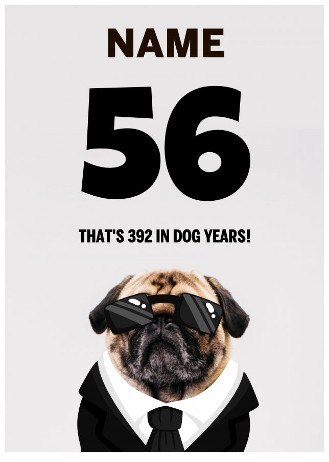 Happy 56th Birthday Card - 56 is 392 in Dog Years!