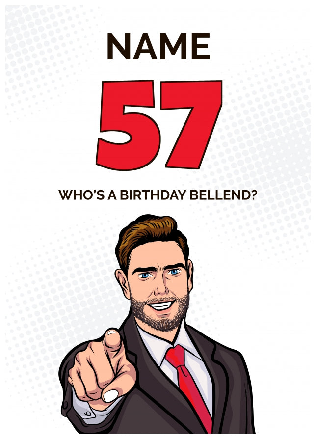 Happy 57th Birthday Card - Who's a Birthday Bellend!