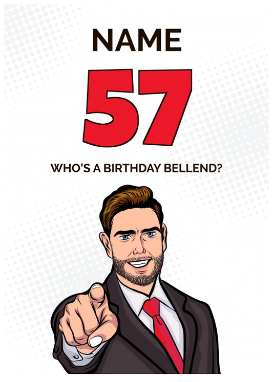 Happy 57th Birthday Card - Who's a Birthday Bellend!
