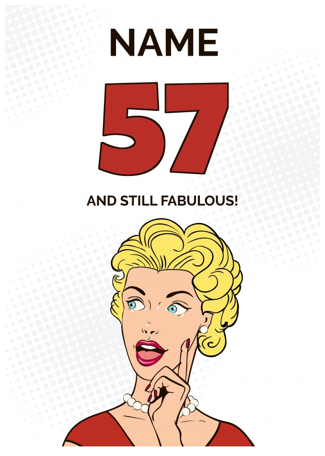 Happy 57th Birthday Card - 57 and Still Fabulous!