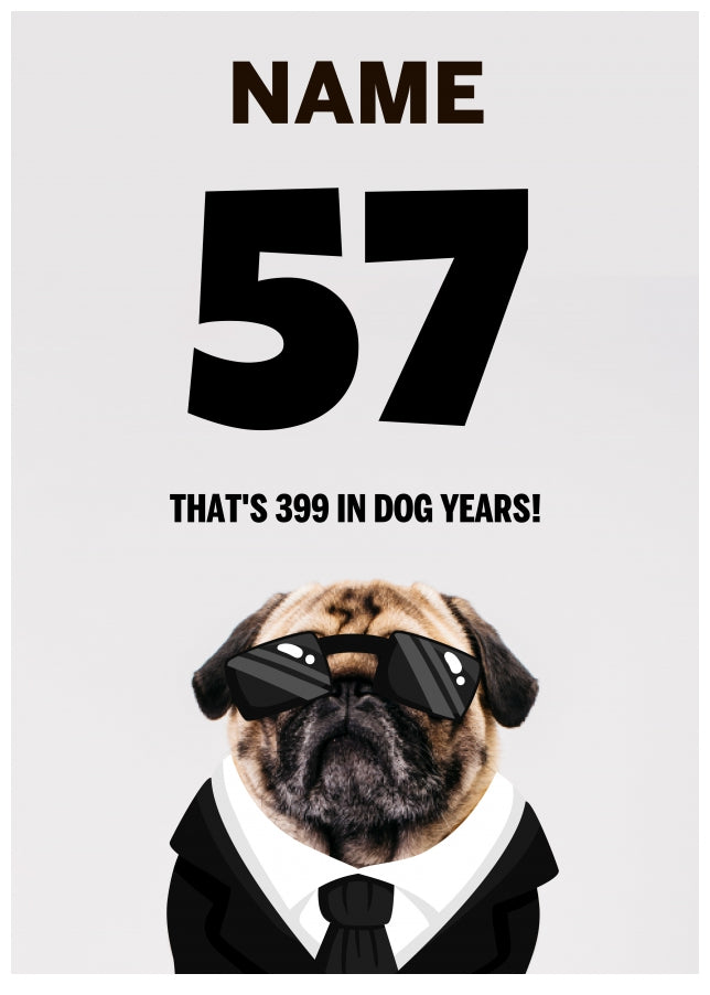 Happy 57th Birthday Card - 57 is 399 in Dog Years!