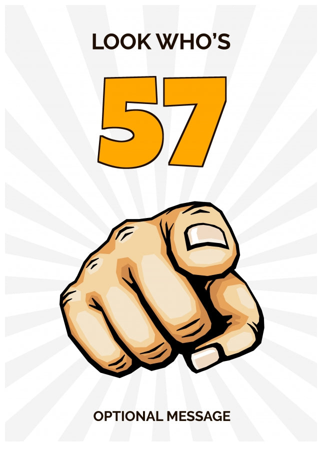 Happy 57th Birthday Card - Look Who's 57