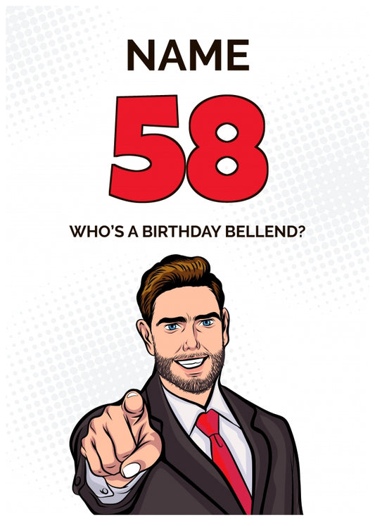 Happy 58th Birthday Card - Who's a Birthday Bellend!