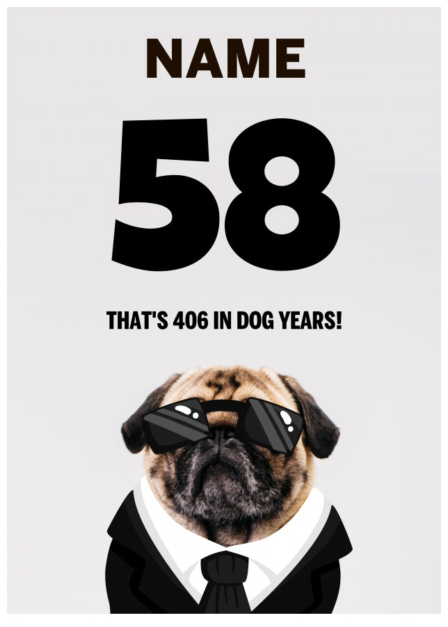 Happy 58th Birthday Card - 58 is 406 in Dog Years!