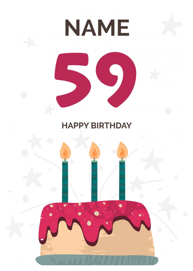 Happy 59th Birthday Card - Fun Birthday Cake Design