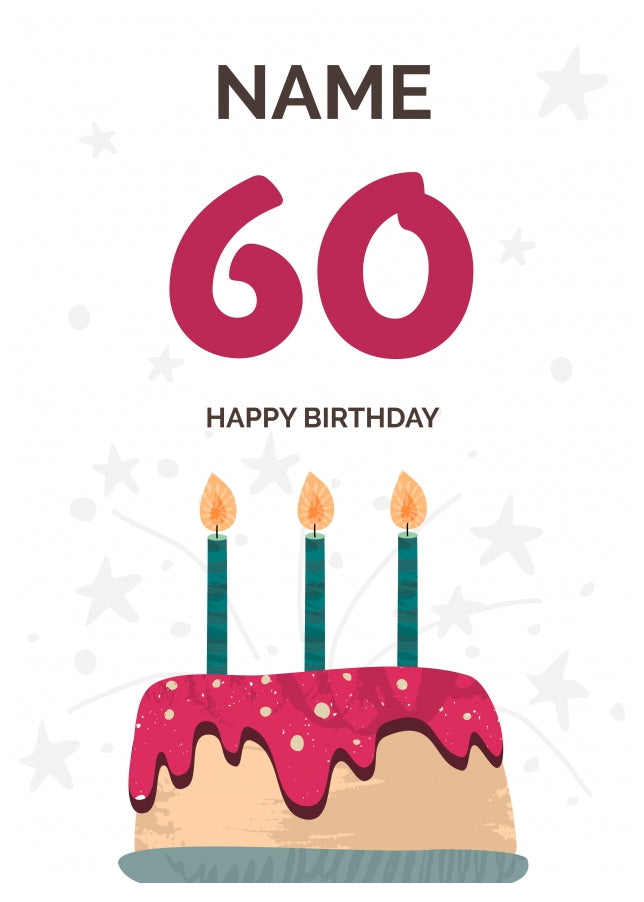 Happy 60th Birthday Card - Fun Birthday Cake Design