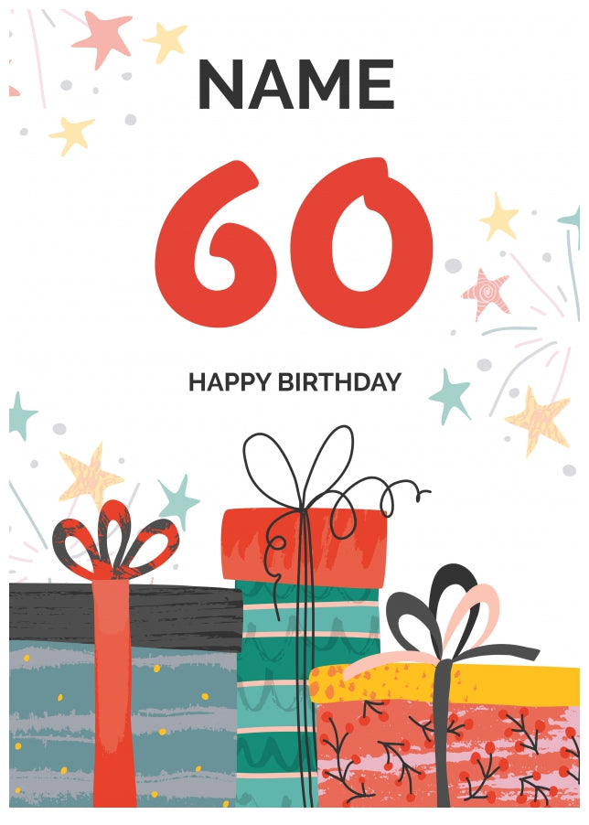 Happy 60th Birthday Card - Fun Presents Design