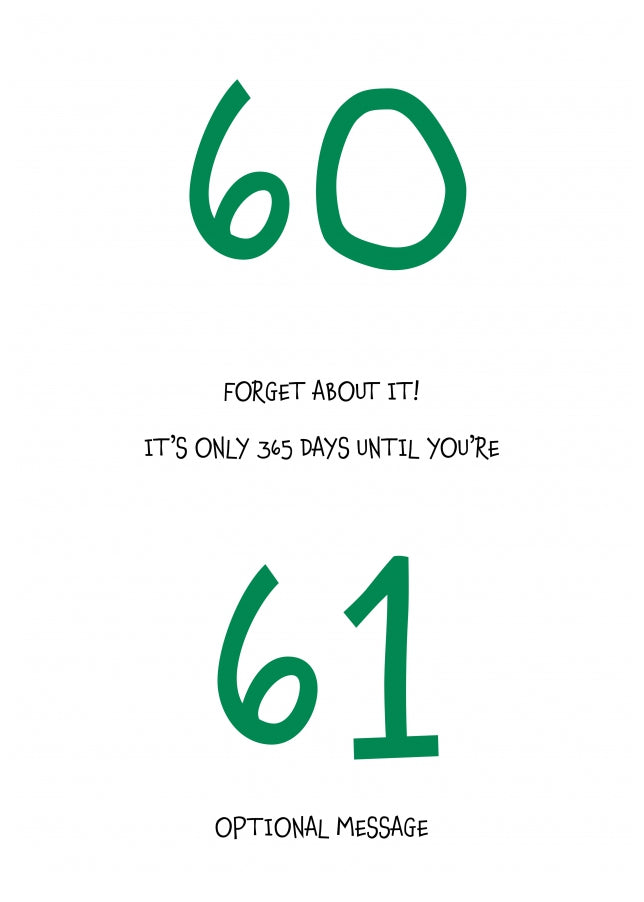 Happy 60th Birthday Card - Forget about it!