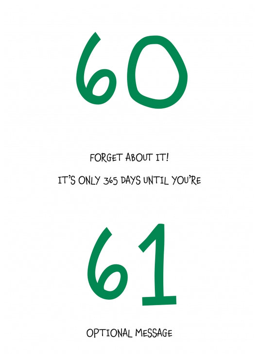 Happy 60th Birthday Card - Forget about it!