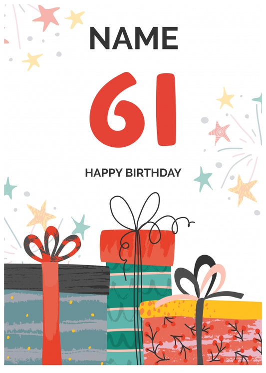 Happy 61st Birthday Card - Fun Presents Design