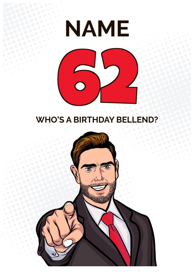 Happy 62nd Birthday Card - Who's a Birthday Bellend!