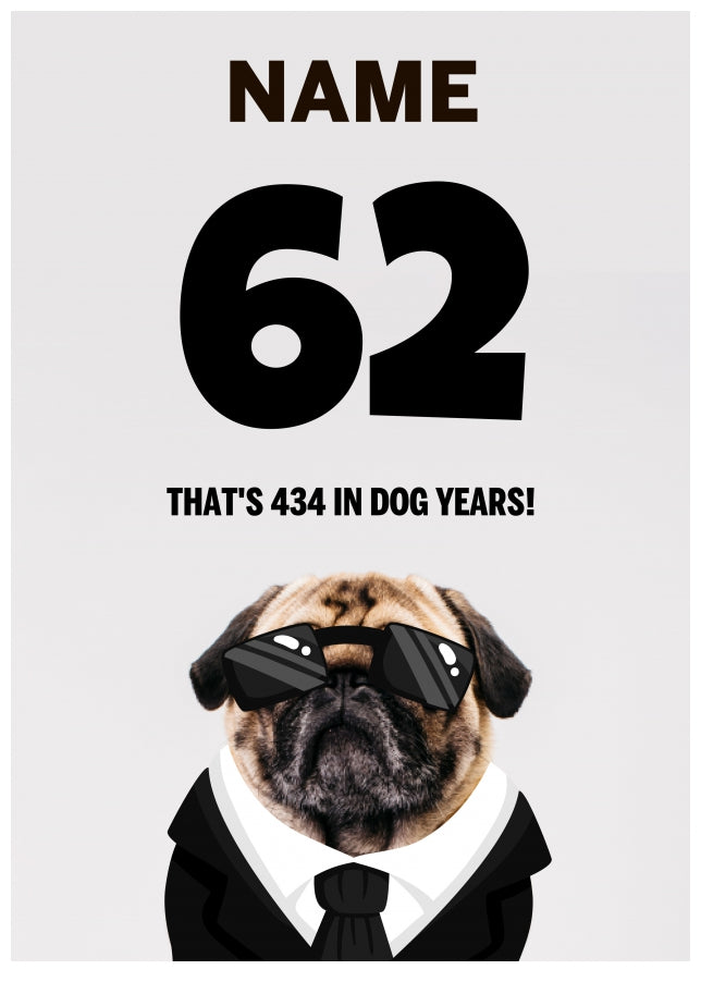 Happy 62nd Birthday Card - 62 is 434 in Dog Years!