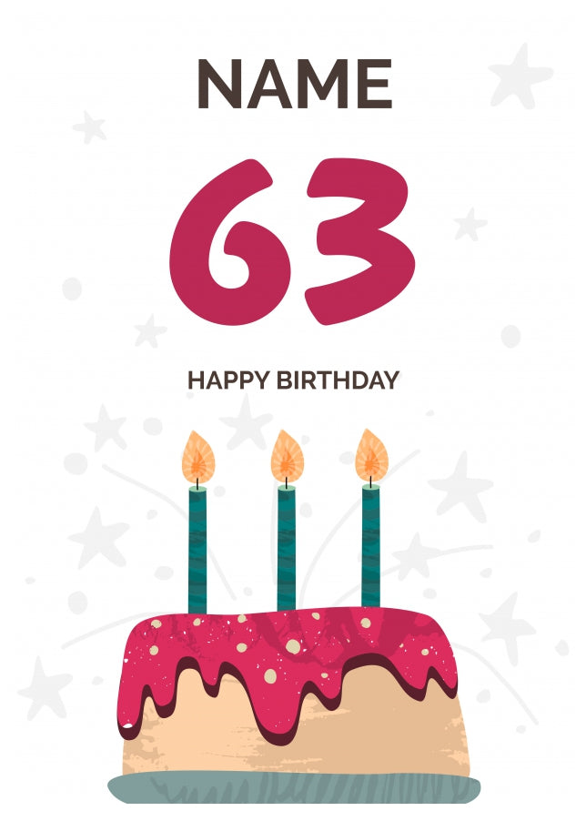 Happy 63rd Birthday Card - Fun Birthday Cake Design