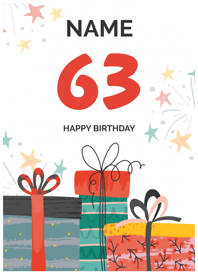 Happy 63rd Birthday Card - Fun Presents Design