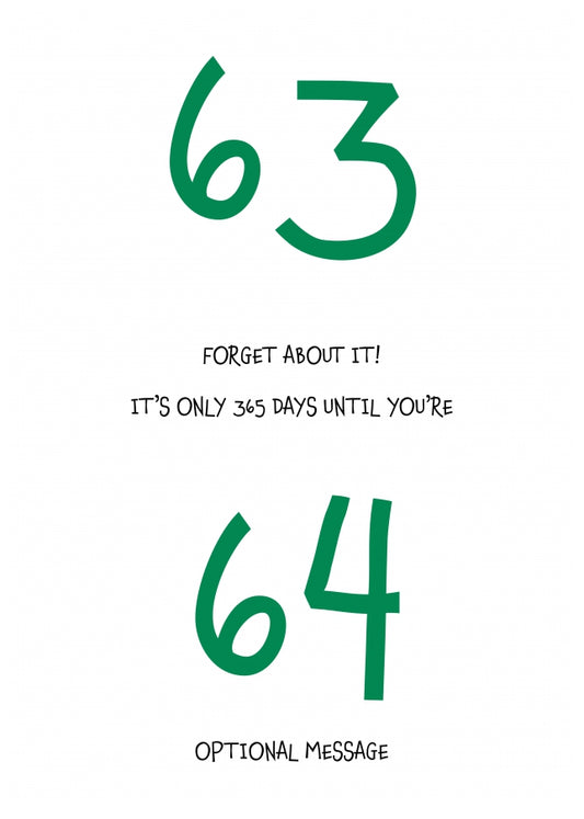 Happy 63rd Birthday Card - Forget about it!