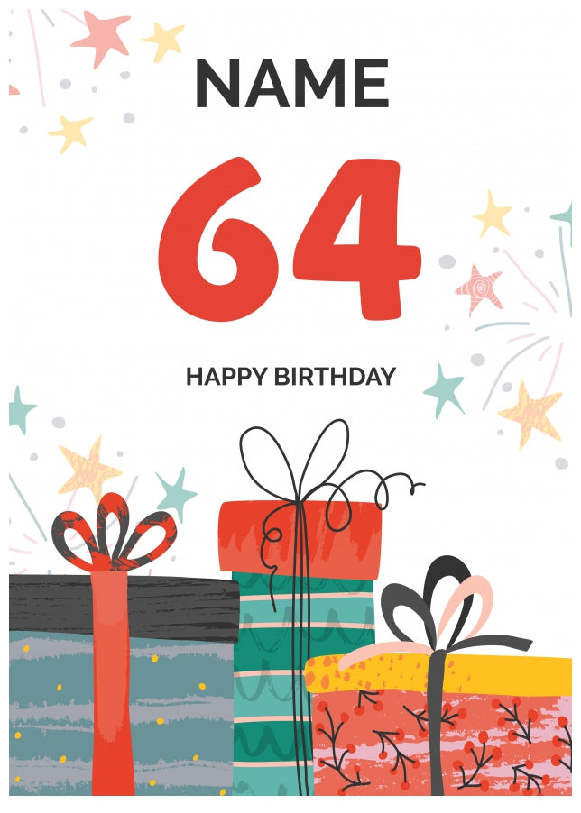 Happy 64th Birthday Card - Fun Presents Design