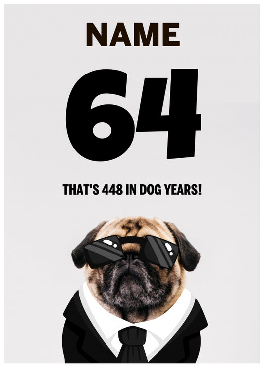 Happy 64th Birthday Card - 64 is 448 in Dog Years!