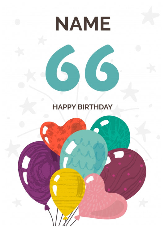 Happy 66th Birthday Card - Fun Balloons Design