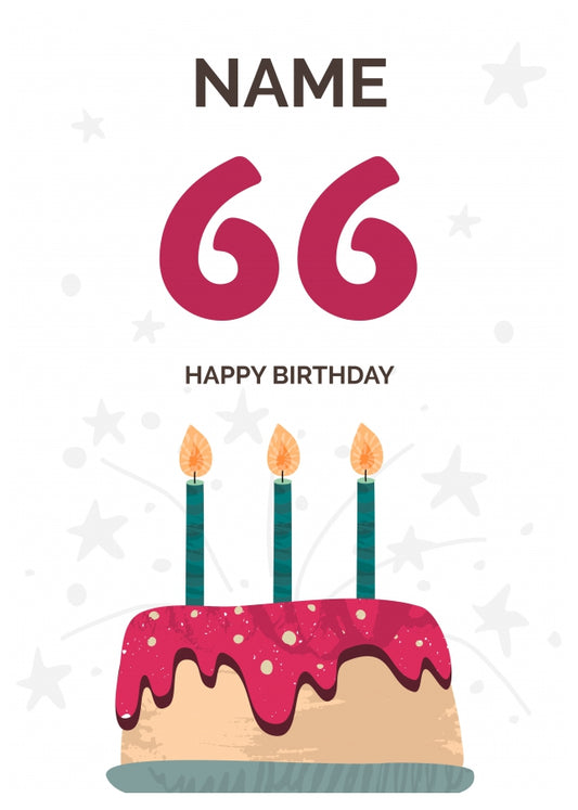 Happy 66th Birthday Card - Fun Birthday Cake Design