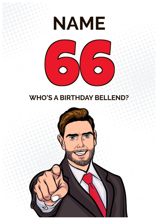 Happy 66th Birthday Card - Who's a Birthday Bellend!