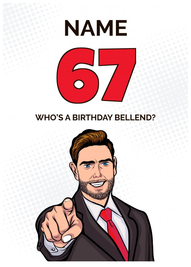 Happy 67th Birthday Card - Who's a Birthday Bellend!