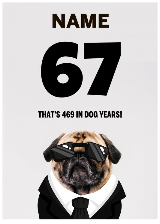 Happy 67th Birthday Card - 67 is 469 in Dog Years!