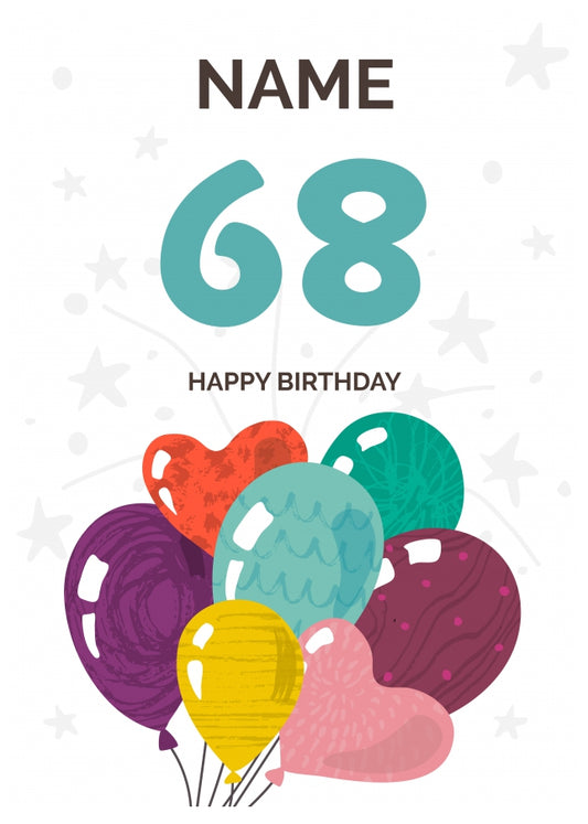 Happy 68th Birthday Card - Fun Balloons Design