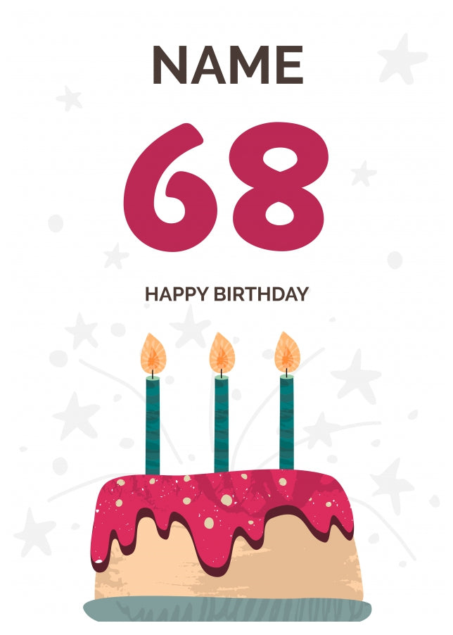 Happy 68th Birthday Card - Fun Birthday Cake Design