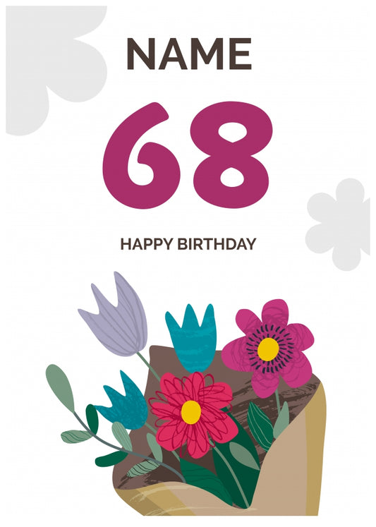 Happy 68th Birthday Card - Bouquet of Flowers