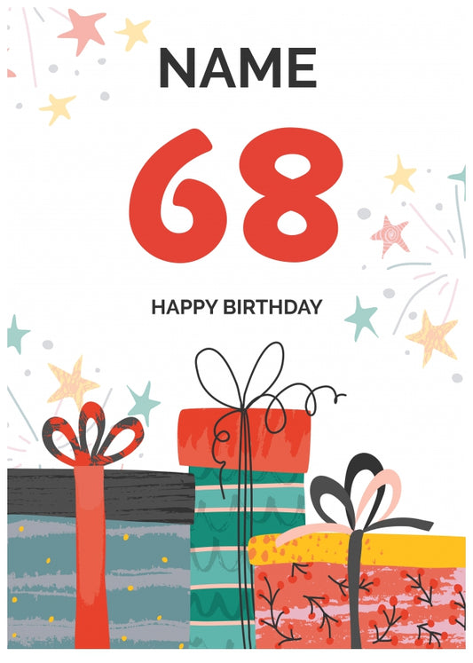 Happy 68th Birthday Card - Fun Presents Design