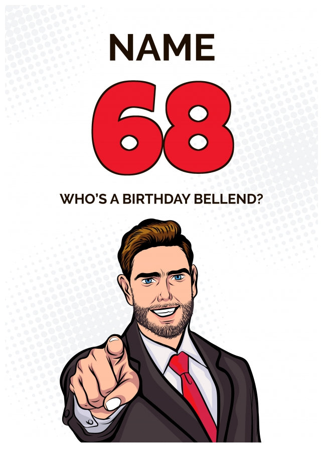 Happy 68th Birthday Card - Who's a Birthday Bellend!