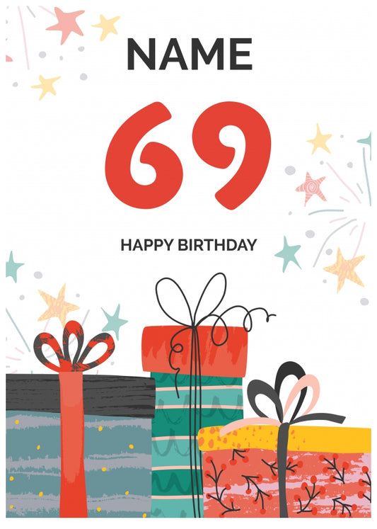 Happy 69th Birthday Card - Fun Presents Design