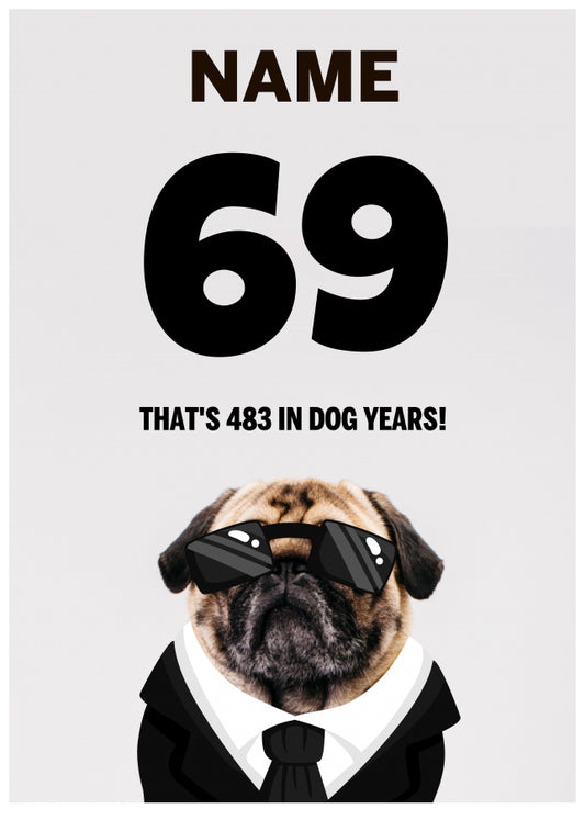 Happy 69th Birthday Card - 69 is 483 in Dog Years!